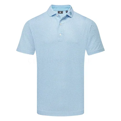 FootJoy Nautical Flag Print Lisle Golf Polo Shirt Blue Reef/Deep Reef 39261