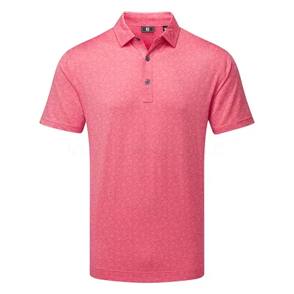 FootJoy Painted Floral Lisle Golf Polo Shirt Pink Lemonade 34130