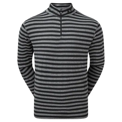 FOOTJOY PEACHED JERSEY TONAL STRIPE CHILL-OUT GOLF PULLOVER 88445 - BLACK