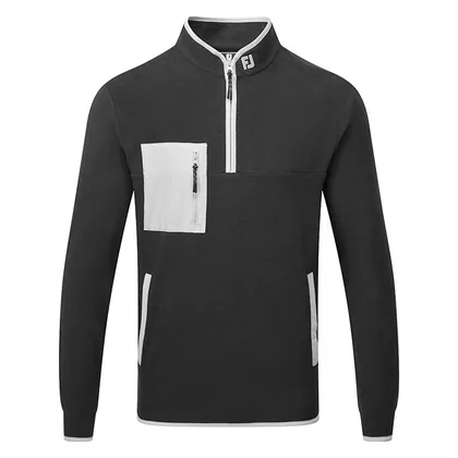 FootJoy Polar Fleece Chill-Out 1/4 Zip Golf Pullover Black/Grey 41725