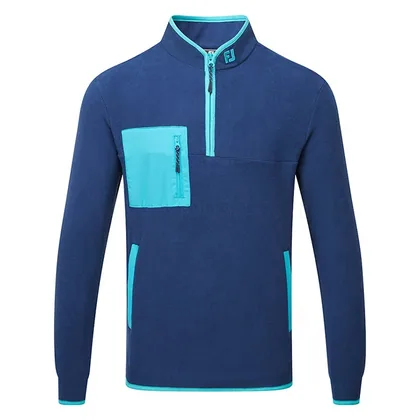 FootJoy Polar Fleece Chill-Out 1/4 Zip Golf Pullover Navy/Lake Blue 41726
