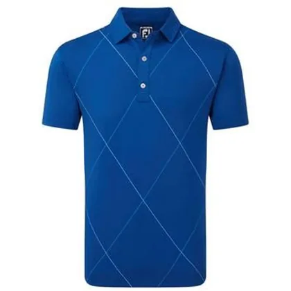FootJoy Raker Print Lisle Golf Polo - Deep Blue