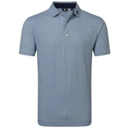 FootJoy Scallop Geo Print Pique Golf Polo Shirt - Navy