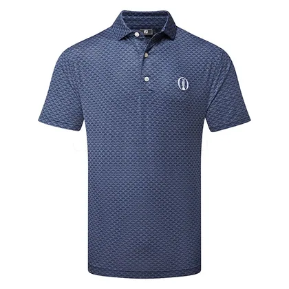 FootJoy The Open Championship Crown Print Golf Polo Shirt Navy/Vintage Blue 43046