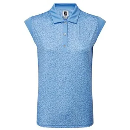 FootJoy Womens Cap Sleeve Interlock Print - Blue Jay