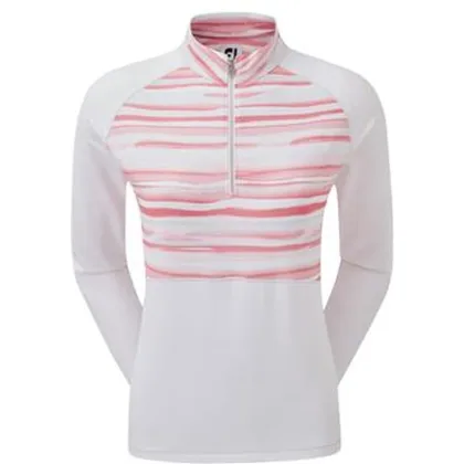 FootJoy Womens Half-Zip Jersey Watercolour Golf Midlayer Sweater - White
