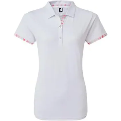 FootJoy Womens Watercolour Trim Pique Golf Polo Shirt - White