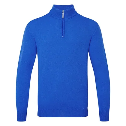 Glenmuir Coll 1/4 Zip Lambswool Golf Sweater Ascot Blue MKL7282ZN-COL