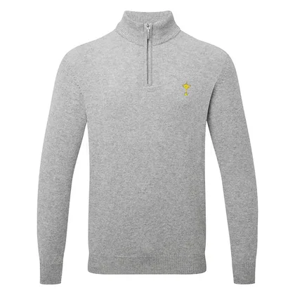 Glenmuir Coll Ryder Cup 1/4 Zip Lambswool Golf Sweater Light Grey MKL7282ZN-COL