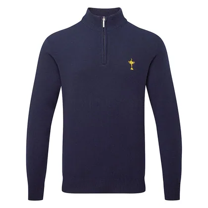 Glenmuir Coll Ryder Cup 1/4 Zip Lambswool Golf Sweater Navy MKL7282ZN-COL