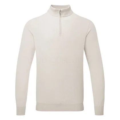 Glenmuir Devon 1/4 Zip Cotton Golf Sweater Linen MKC7381ZN-DEV
