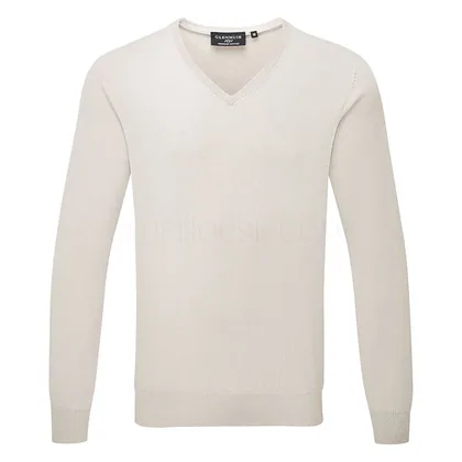 Glenmuir Eden V-Neck Cotton Golf Sweater Linen MKC6884VN-EDE