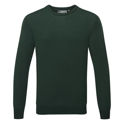 Glenmuir Knox Crew Neck Merino Golf Sweater Tartan Green KM7616CN-KNO