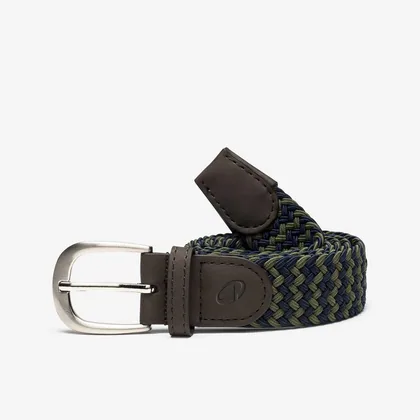 Elastic & Stretchy Braided Golf Belt - Navy Blue And Green