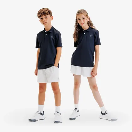 Kids Golf Breathable Polo Shirt Ww500 Navy Blue