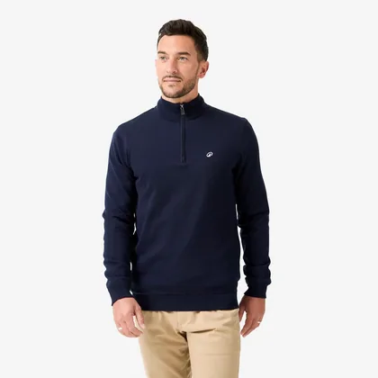 M Golf Water-repellent Zipped High Neck Pullover Mw500 Navy Blue