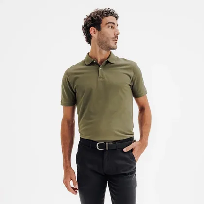 Men’s Golf Cotton And Polyester Short-sleeved Polo Shirt - Mw500 Khaki