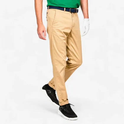 Men's Golf Cotton Chino Trousers - Mw500 Beige