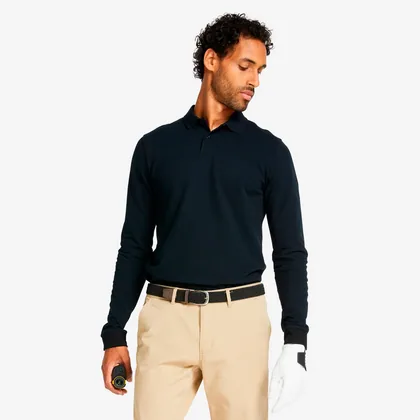 Men's Golf Long-sleeved Polo Shirt - Mw500 Black