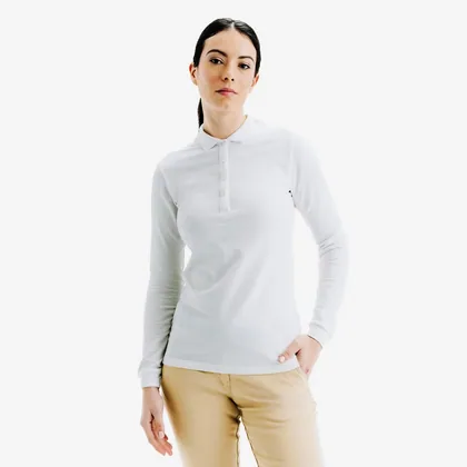 Women's Golf Polo Long Sleeves - Mw500 Ivory