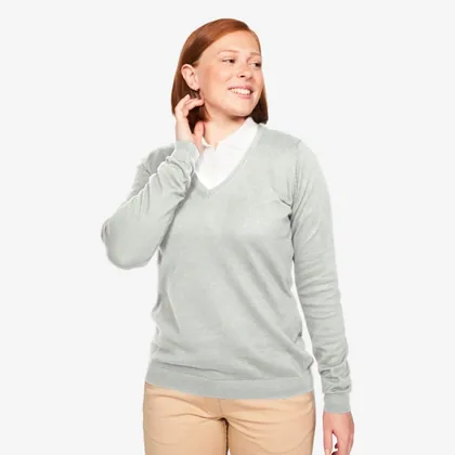 Women’s Golf V-neck 100% Cotton Pullover - Mw100 Grey