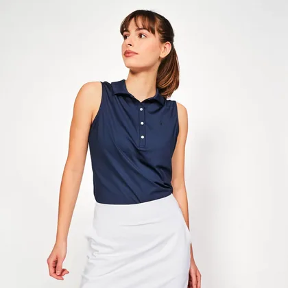 Women’s Sleeveless Golf Polo Shirt - Ww500 Navy Blue