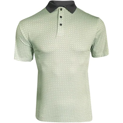 ISLAND GREEN 2026 ALL OVER CHAIN PRINT GOLF POLO SHIRT - PALE GREEN
