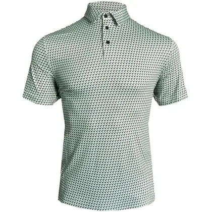 ISLAND GREEN 2026 ALL OVER GEO PRINT GOLF POLO SHIRT - GREEN