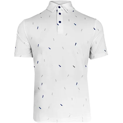 ISLAND GREEN 2026 ALL OVER GOLF PRINT GOLF POLO SHIRT - WHITE