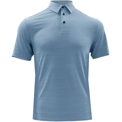 ISLAND GREEN 2026 JACQUARD KNIT GOLF POLO SHIRT - PALE BLUE
