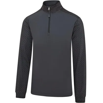 ISLAND GREEN 2026 WINDPROOF 1/4 ZIP LINED MIDLAYER PULLOVER - CHARCOAL / BLACK