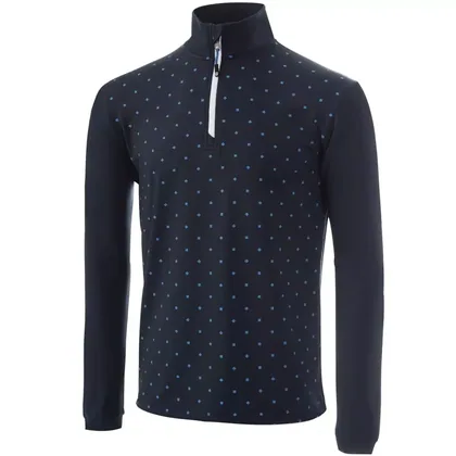 ISLAND GREEN DOT PRINT 1/4 ZIP MIDLAYER - NAVY