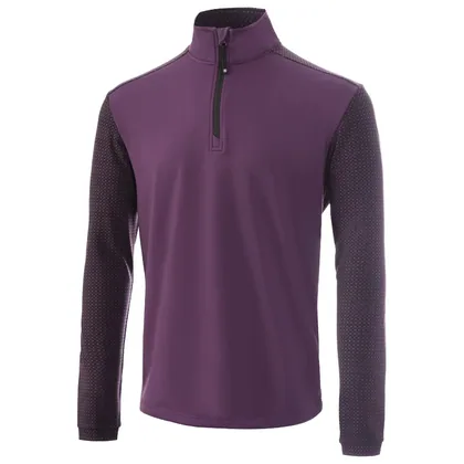 ISLAND GREEN GEOMETRIC CONTRAST 1/4 ZIP MIDLAYER PULLOVER - PURPLE