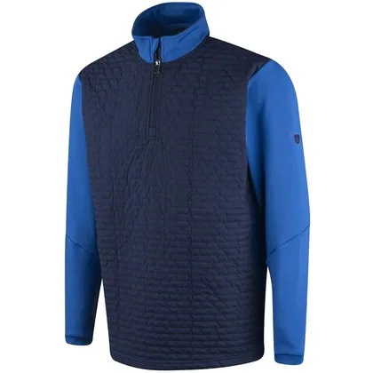ISLAND GREEN QUILTED CHEST 1/4 ZIP PULLOVER - NAVY