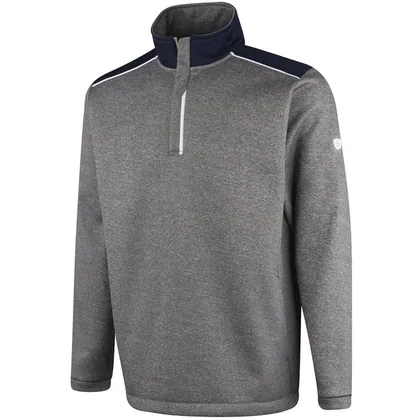 ISLAND GREEN SEAM POCKETS THERMAL 1/4 ZIP PULLOVER - GREY MARL