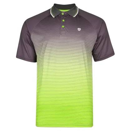 ISLAND GREEN SUBLIMATION STRIPE GOLF POLO SHIRT - CHARCOAL / LIME