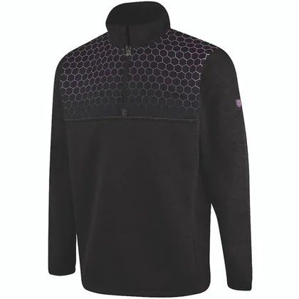 ISLAND GREEN TECH CHEST PRINT THERMAL 1/4 ZIP PULLOVER - BLACK