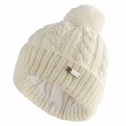 ISLAND GREEN THERMAL CABLE KNIT BOBBLE HAT - CREAM