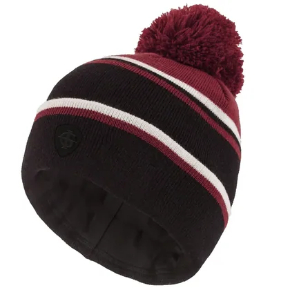 ISLAND GREEN THERMAL POM BEANIE HAT - BLACK / RED