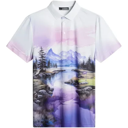 J.LINDEBERG 2026 SAMUEL GOLF POLO SHIRT - LANDSCAPE WATERCOLOR PURPLE