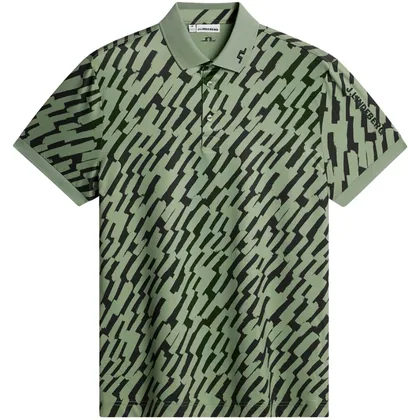J.LINDEBERG 2026 TOUR TECH PRINT GOLF POLO SHIRT - OAK GREEN
