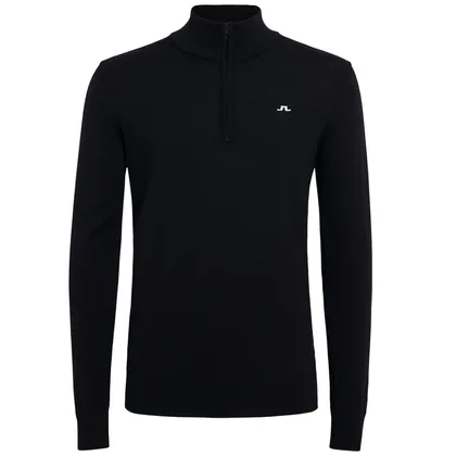 J.LINDEBERG GOLF KIAN MERINO ZIP NECK SWEATER - BLACK