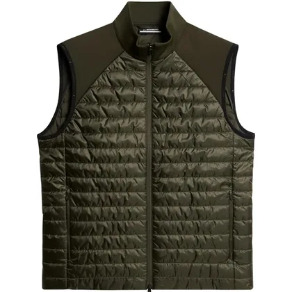 J.LINDEBERG HAYDEN QUILT HYBRID VEST - FOREST GREEN