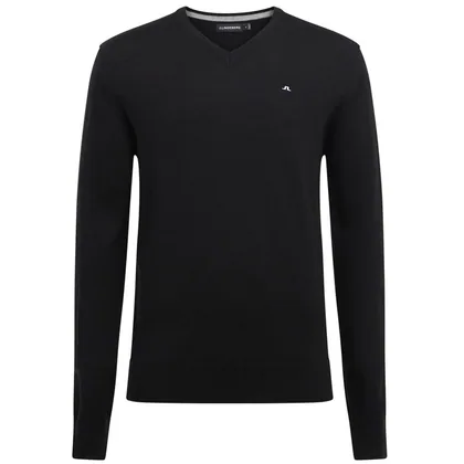 J.LINDEBERG LYMANN TOUR MERINO V-NECK GOLF SWEATER - BLACK