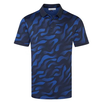 J.Lindeberg Tour Tech Print Golf Polo Shirt Bunker Fade Navy GMJT14652-O602