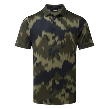 J.Lindeberg Tour Tech Print Golf Polo Shirt Warp Forest GMJT13043-M538