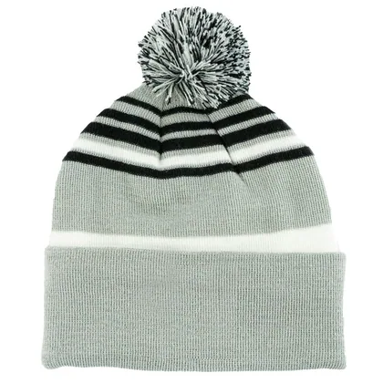 Level 4 Plain Striped Knit Golf Beanie Grey/Black/White R4HW591
