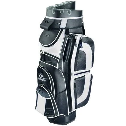 LONGRIDGE PRO CART 15 WAY DIVIDER GOLF TROLLEY BAG - BLACK / WHITE