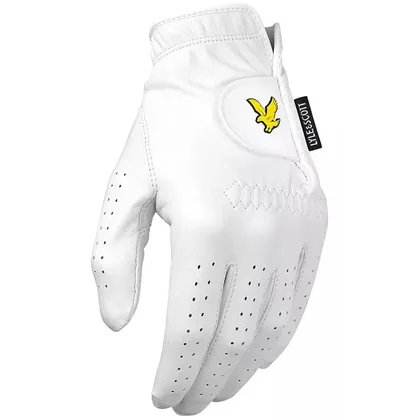 LYLE & SCOTT 2026 TOUR PRO CABRETTA LEATHER GOLF GLOVE - WHITE