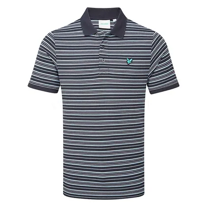 Lyle & Scott Green Eagle Striped Golf Polo Shirt Dark Navy/Morning Mint/Subtle Pink SP2011VOTG-Y635